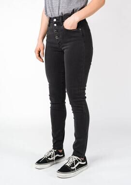 Pistola Aline Black High-Rise Button Fly Raw Hem Stretch Skinny Jeans Size 27